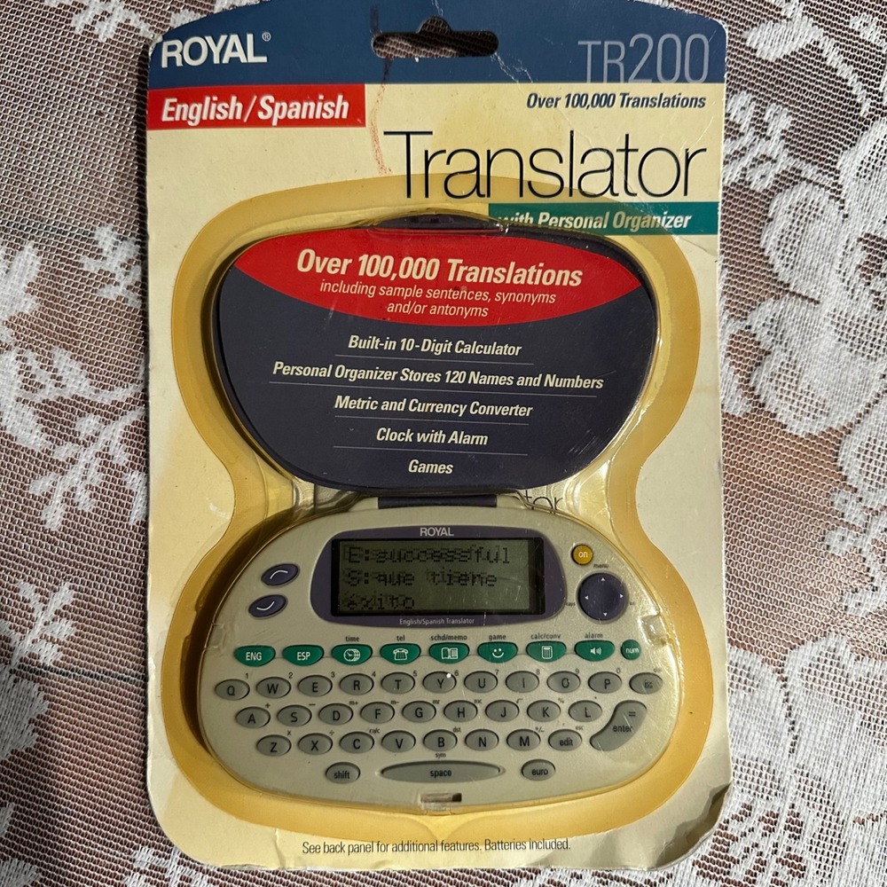 Royal TR200 Translator Personal Organizer‎ English Spanish Tan New Vintage NIP